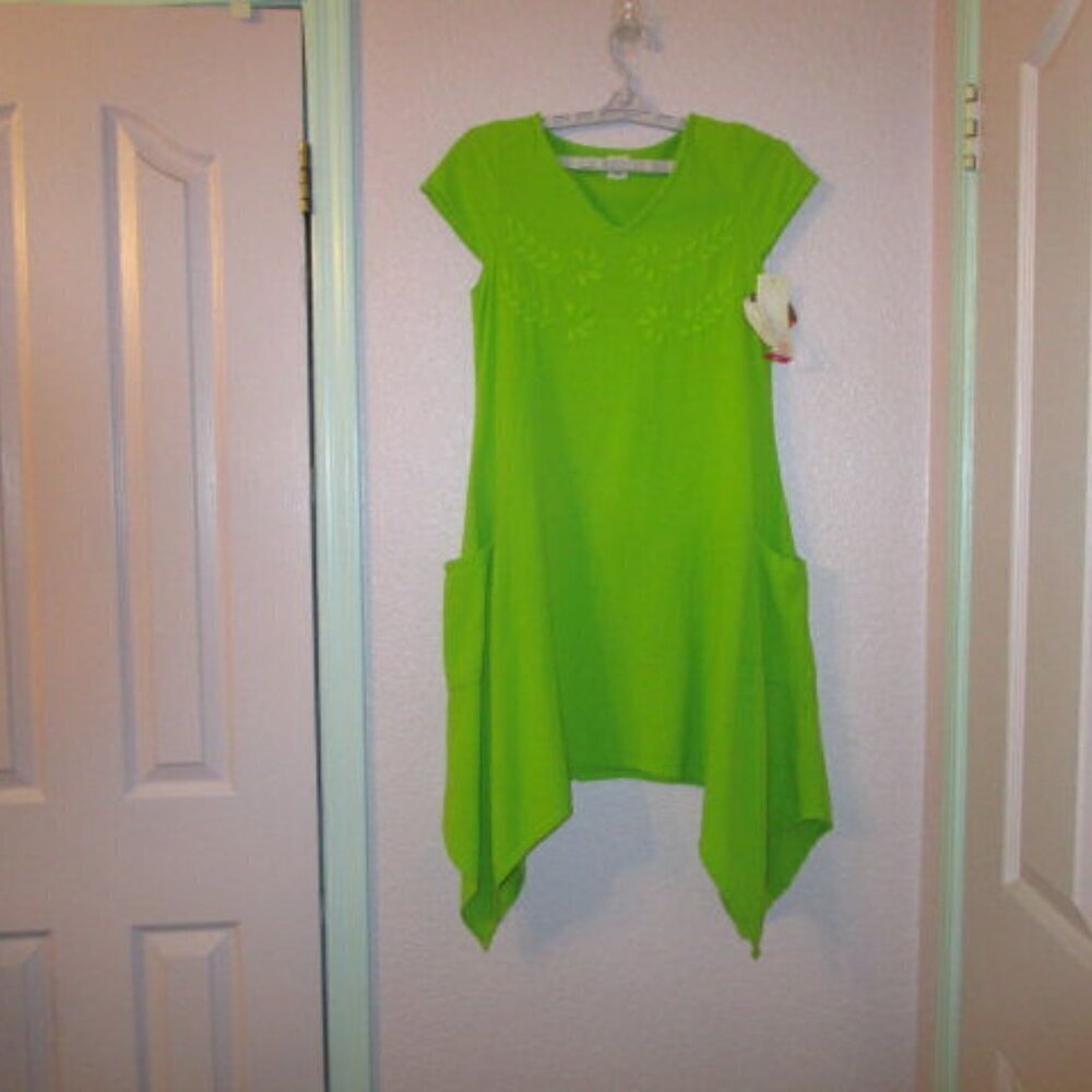 Manta Cotton Gauze Dress XS Asymmetrical Embroidered Pockets Beach Resortwear